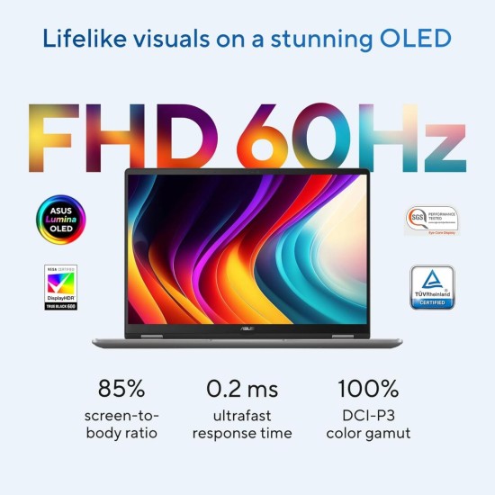 Laptop ASUS Vivobook 14 Flip Intel Core™ Ultra 5 Processor 226V, Intel® Arc™ Graphics up to 40TOPS, 16GB LPDDR5X, 512GB SSD, 14" Touch OLED FHD+ (1920 x 1200) w/ Stylus - Windows 11 Home