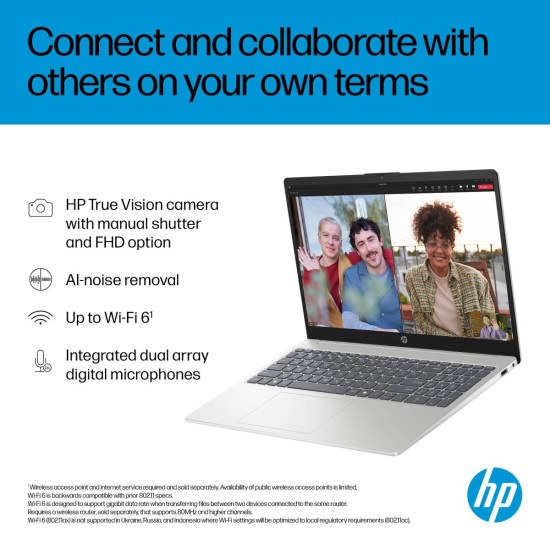 HP AI Business Laptop 15-fd0099nq, Intel Core 7 150U 5.4GHz 10 Cores, 16GB DDR5, 1TB PCIe SSD, 15.6" FHD, WiFi 6, BT 5.4 - Moonlight Blue, Natural Silver
