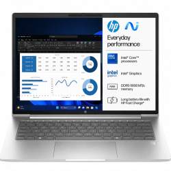 HP ProBook 4 G1iR 14" Notebook PC – Intel Core 7 150U Processor, 16GB DDR5 RAM, 512GB SSD Storage, FHD+ IPS Display, Wi‑Fi 6E, Ethernet RJ‑45, Pike Silver Aluminum, Business Laptop | CT1D8AT