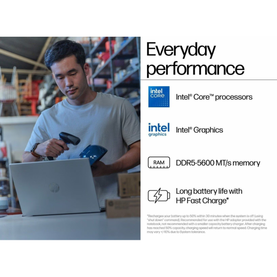 HP ProBook 4 G1iR 14" Notebook PC – Intel Core 5 120U Processor, 16GB DDR5 RAM, 512GB SSD Storage, FHD+ IPS Display, Wi‑Fi 6E, Ethernet RJ‑45, Pike Silver Aluminum, Business Laptop | CT1D3AT