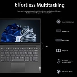 Lenovo V14 Gen 4 IRU Laptop – Intel Core i7‑13620H Processor, 16GB DDR4 RAM (8GB Soldered + 8GB SODIMM), 512GB SSD Storage, 14" FHD Display, Wi‑Fi 6, Ethernet RJ‑45, Windows 11 Home, Lightweight Business Black Notebook | 83A000PCUS