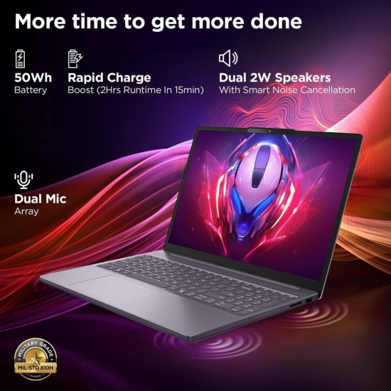Lenovo IdeaPad Slim 3 15IRH10 Laptop – Intel Core i7‑13620H Processor, 16GB DDR5 RAM (Expandable to 24GB), 512GB SSD Storage, 15.3" FHD+ IPS Display, Wi‑Fi 6, Lightweight Luna Grey Notebook | 83K100E8AX