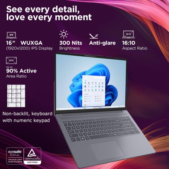 Lenovo IdeaPad Slim 3 15IRH10 Laptop – Intel Core i7‑13620H Processor, 16GB DDR5 RAM (Expandable to 24GB), 512GB SSD Storage, 15.3" FHD+ IPS Display, Wi‑Fi 6, Lightweight Luna Grey Notebook | 83K100E8AX