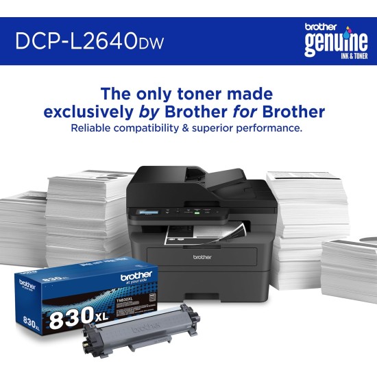 Brother DCP‑L2640DW Monochrome Wireless Multifunction Laser Printer with Auto Duplex, 50‑Sheet ADF, Mobile Printing via Brother iPrint&Scan, Fast Speeds up to 34 ppm, Compact Office MFP | DCP‑L2640DW