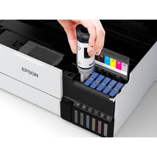 Epson EcoTank L8160 3‑in‑1 A4 Photo Printer – 6‑Color Claria ET Ink, 5760×1440 DPI Resolution, 16ppm Print Speed, Duplex Printing, Wi‑Fi, Ethernet, AirPrint, USB Host, White | L8160