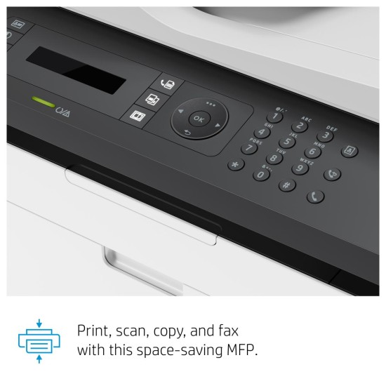 HP LaserJet 137fnw Monochrome Wireless Multifunction Printer with Fax, Self‑Healing Wi‑Fi, Mobile Printing via HP Smart App, Compact Small MFP – Print, Copy, Scan, Fax, Fast Speeds up to 21 ppm Black, 150‑Sheet Input, 128 MB RAM | 4ZB84A