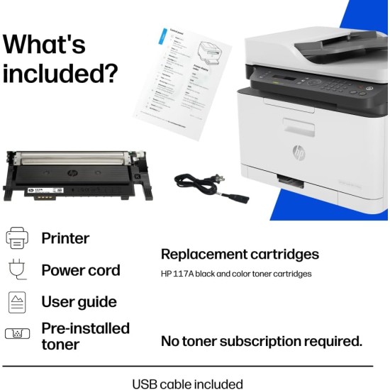 HP LaserJet 179fnw Colour Wireless Multifunction Printer with Fax, Self‑Healing Wi‑Fi, Mobile Printing via HP Smart App, Compact Small MFP – World’s Smallest in‑Class, Fast Speeds up to 19 ppm Black | 4ZB97A
