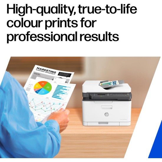 HP LaserJet 179fnw Colour Wireless Multifunction Printer with Fax, Self‑Healing Wi‑Fi, Mobile Printing via HP Smart App, Compact Small MFP – World’s Smallest in‑Class, Fast Speeds up to 19 ppm Black | 4ZB97A