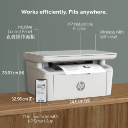 HP LaserJet MFP M141w Monochrome Wireless Multifunction Printer with Fax, Compact Small MFP – Print, Copy, Scan, Fast Speeds up to 21 ppm Black, Mobile Printing via HP Smart App, Easy Setup | 7MD74A